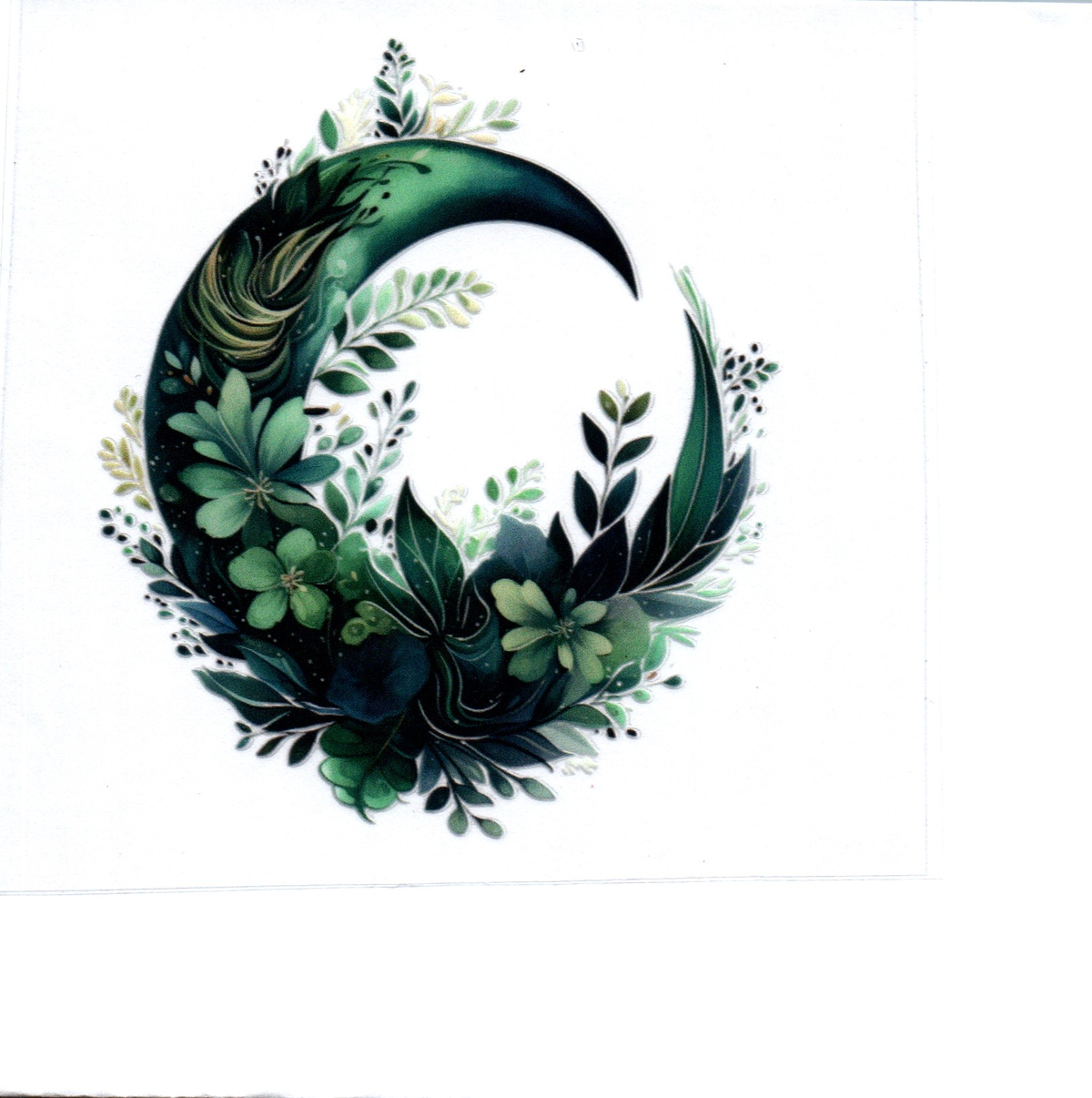 Black/Green moon & flowers Single Decal 69