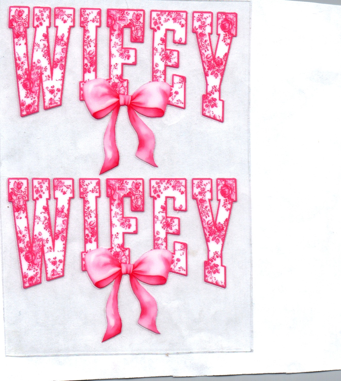 Pink Wifey w/bow Decal 7