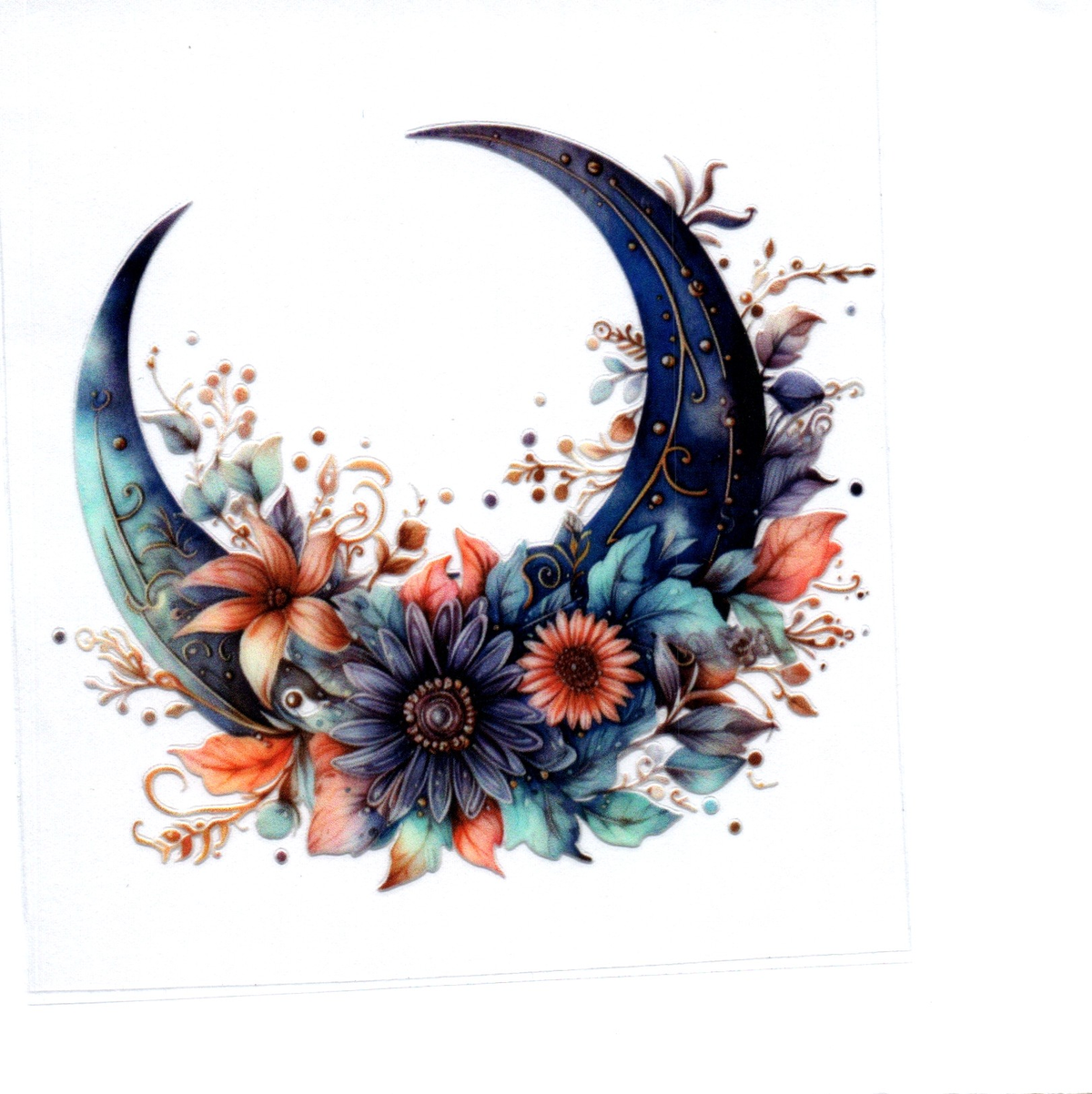 Blue moon & flowers Single Decal 70
