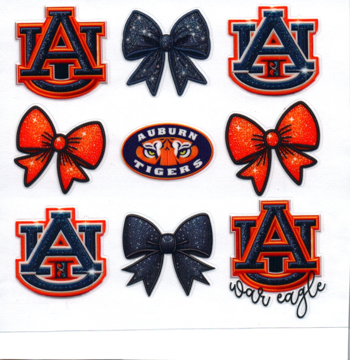 AU tigers blue & orange bows Single Decal football 70