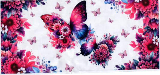 16oz Pink and Blue Flowers and Butterflies 71