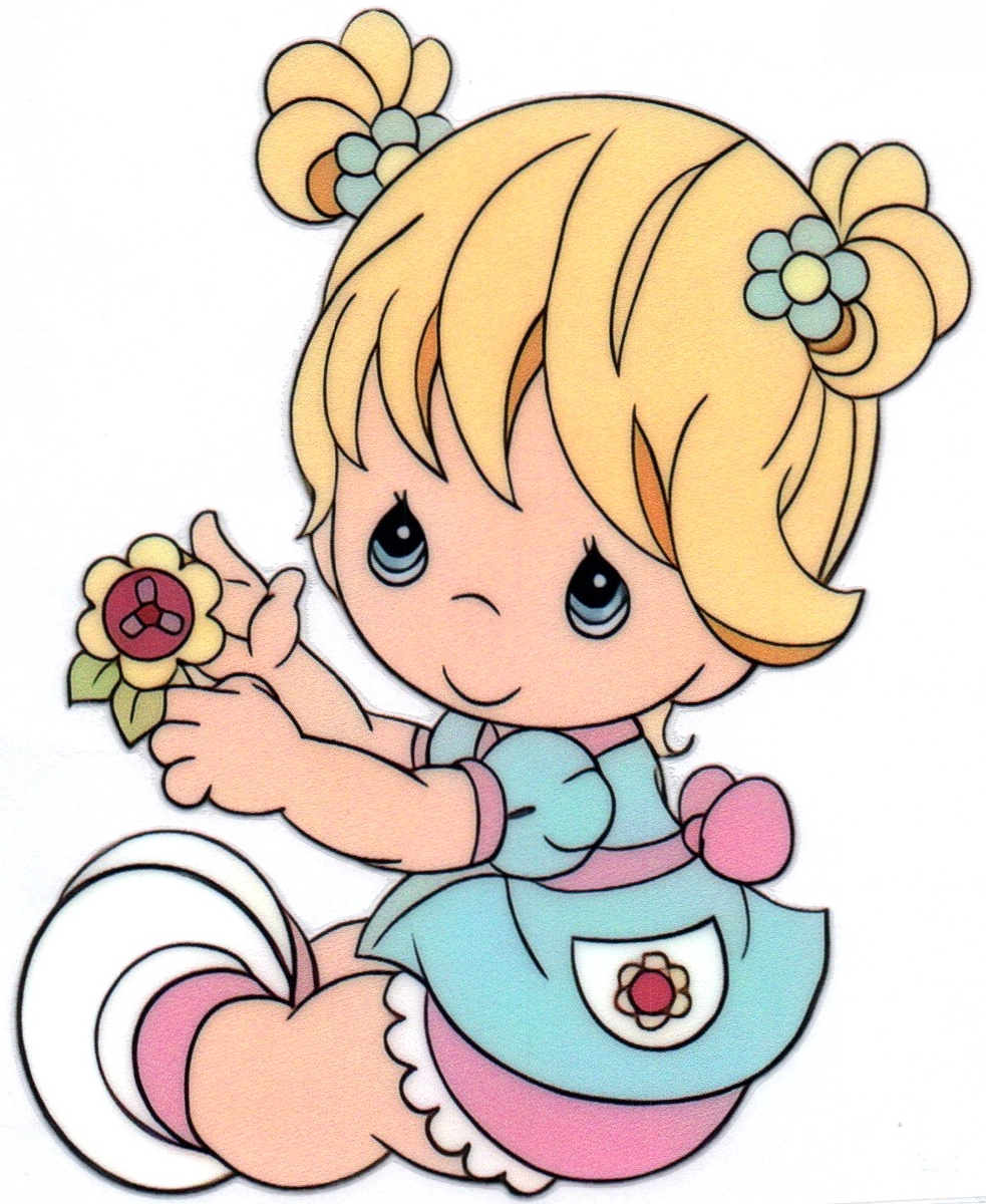 Girl playing w/flower Precious Moments 7 Single Decal