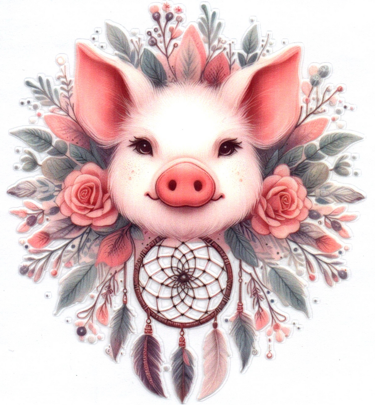 Pig w/dream catcher Single Decal 71