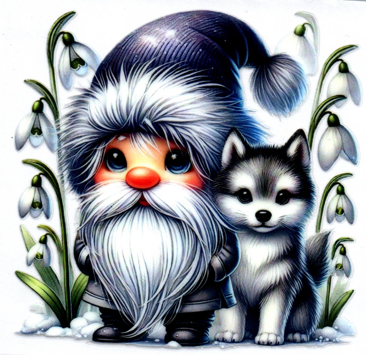 Gnome w/wolf pup Misc. Single Decal 72