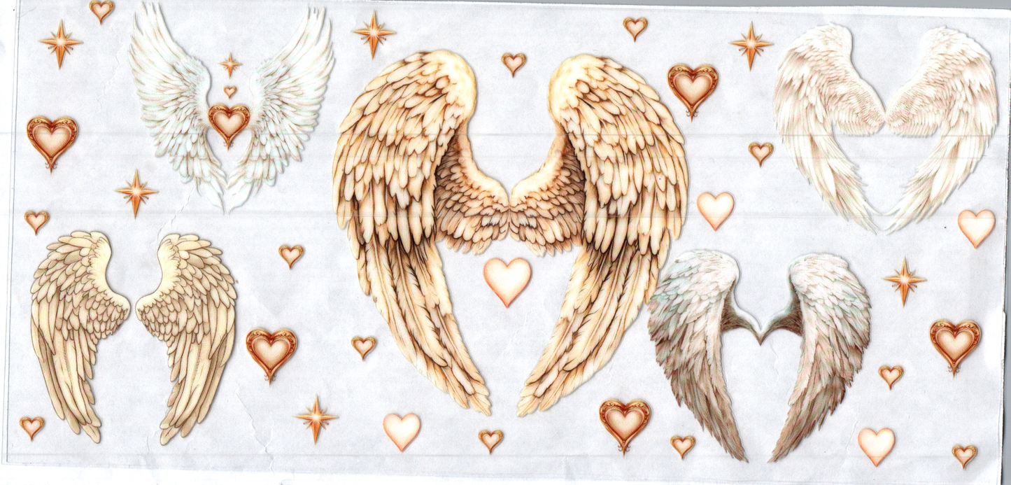 16oz White and Gold Angel Wings