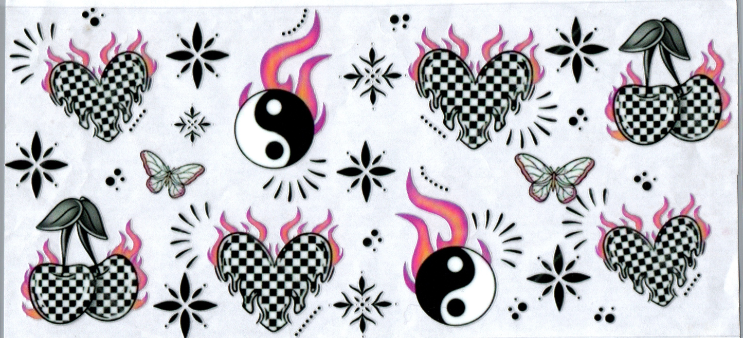 16 oz Checkered Peace love & Cherries 73