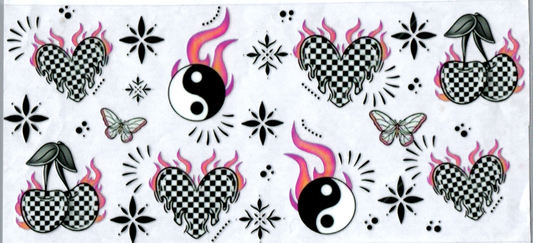 16 oz Checkered Peace love & Cherries 73