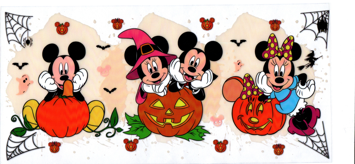 16oz Mousey friends with pumpkins and cobweb corners Halloween 73