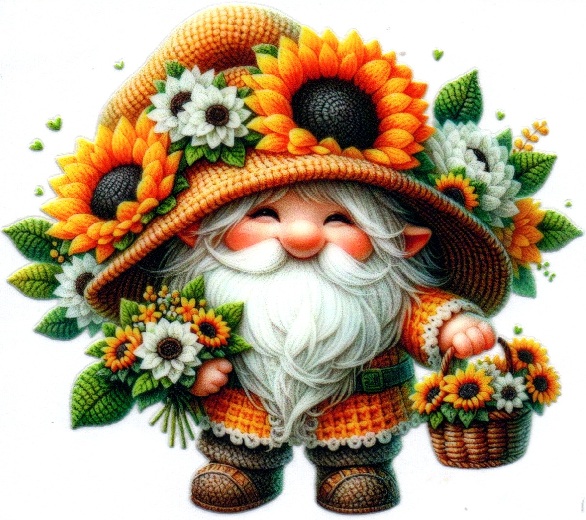 Gnome knotted w/sunflowers Misc. Single Decal 73