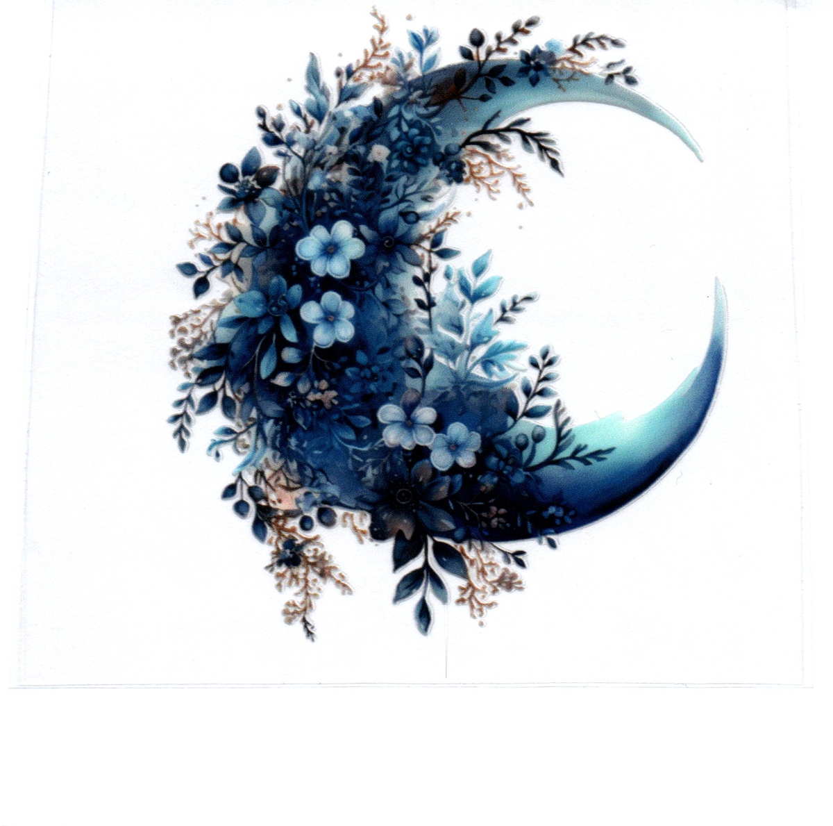 Blue Moon & Blue flowers Single Decal 73