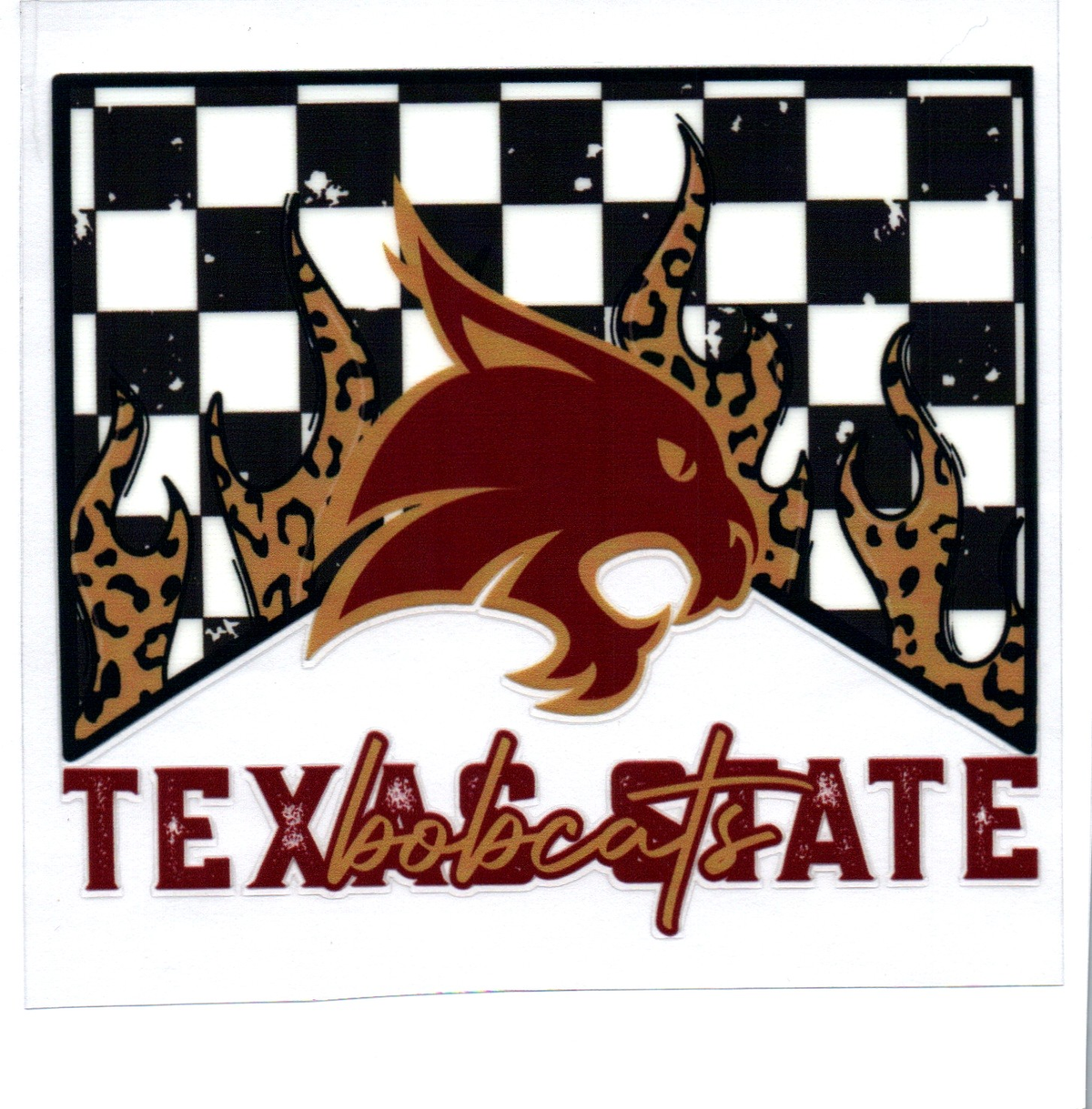 TX bobcatscheckered Single Decal football 73