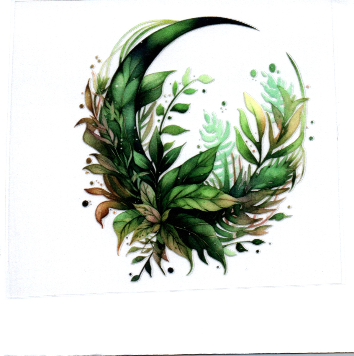 Green Moon & Leaves Single Decal 74