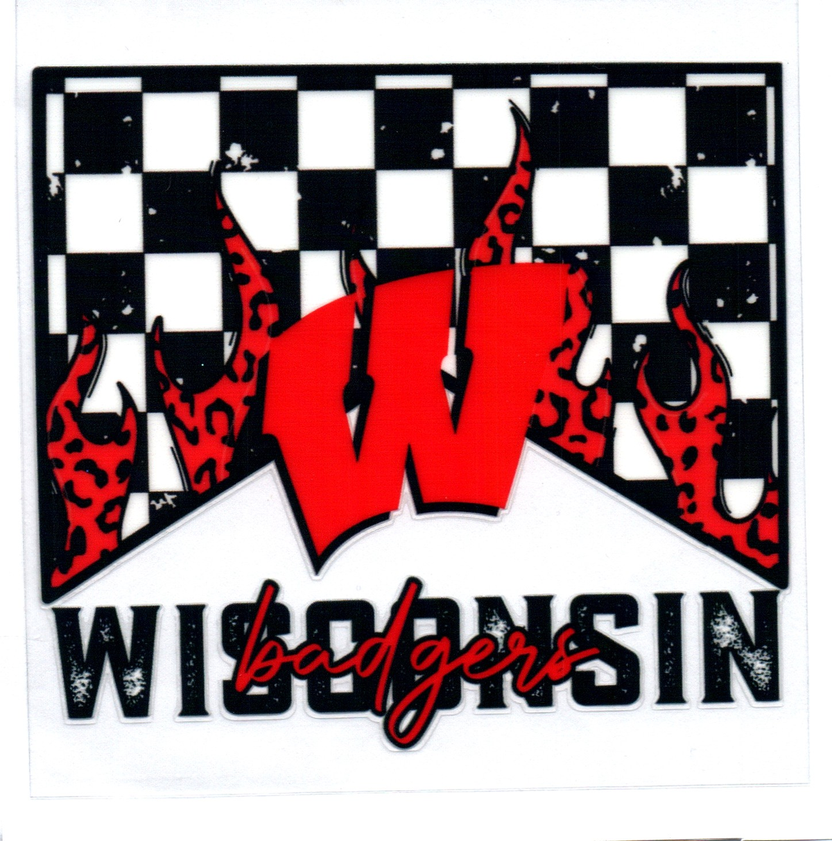 WI badgers checkered Single Decal football 74