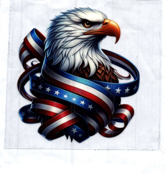 Eagle w/Flag Ribbon Right Patriotic Decal