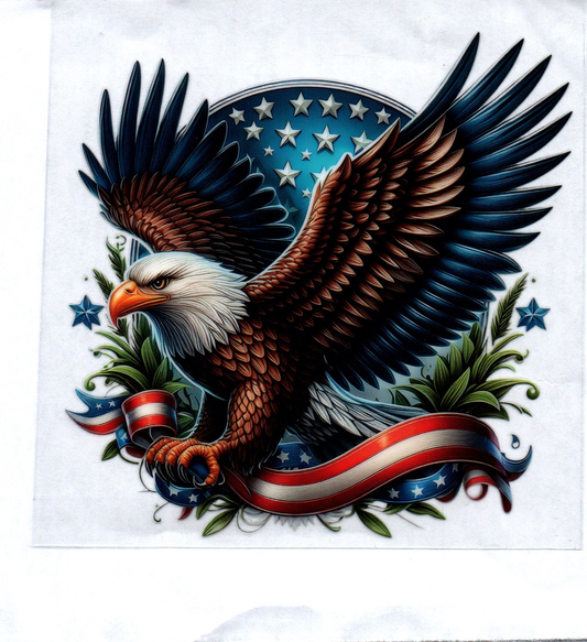 Eagle on Flag Ribbon Decal