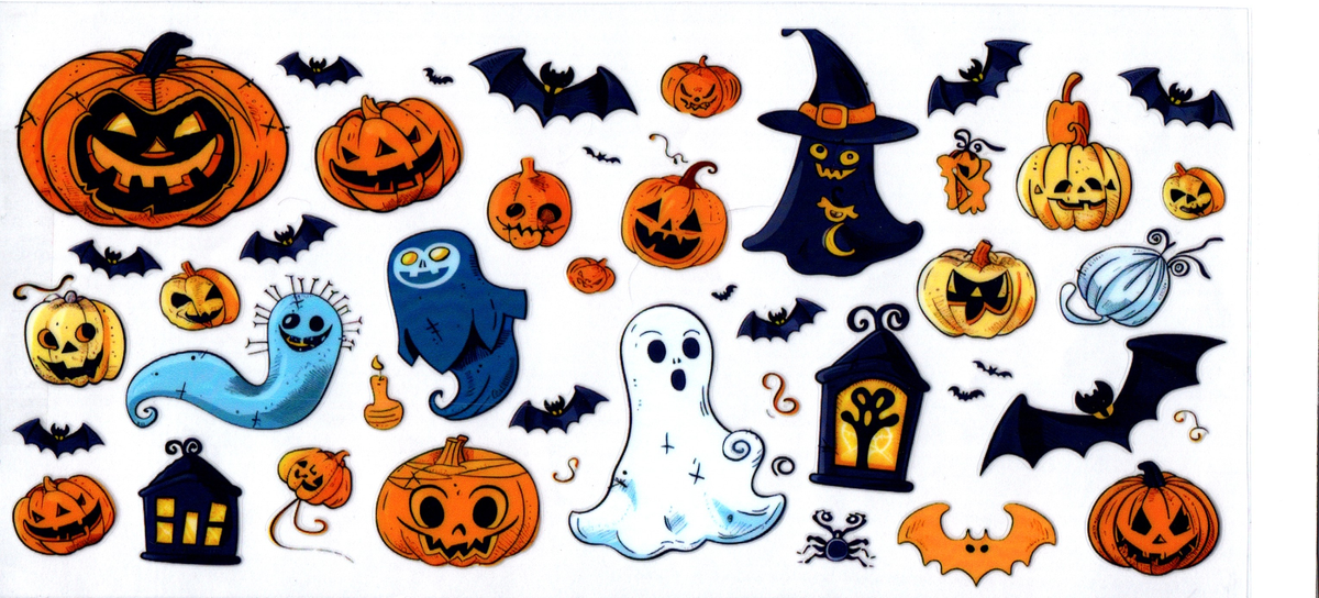 16oz  blue pinhead ghost , pumpkins & bats halloween 75