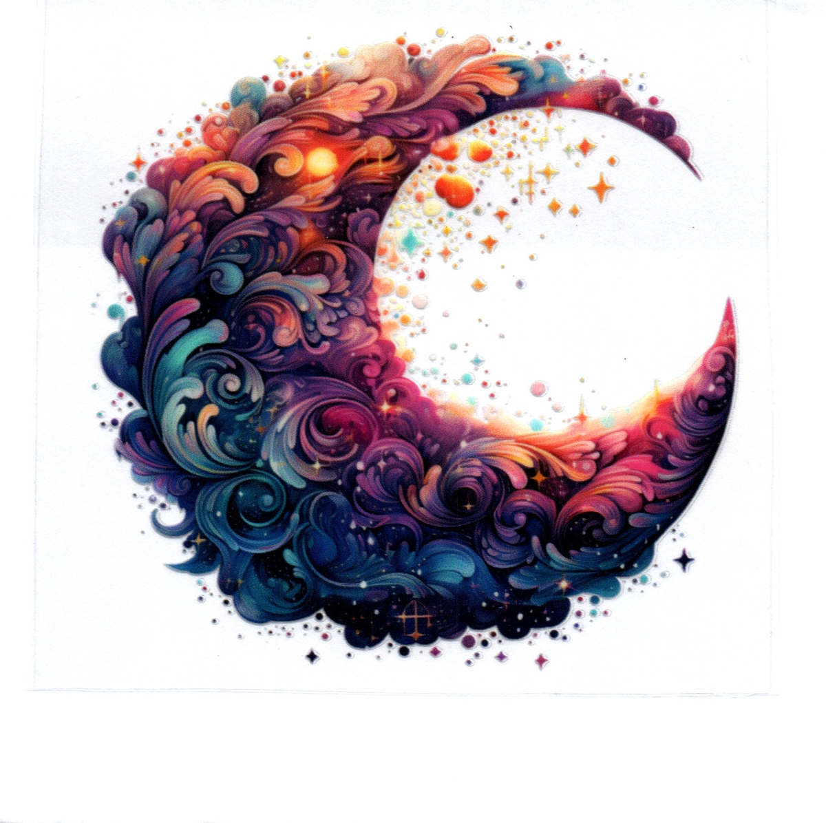 Multi-colored Moon & Swirls Single Decal 75