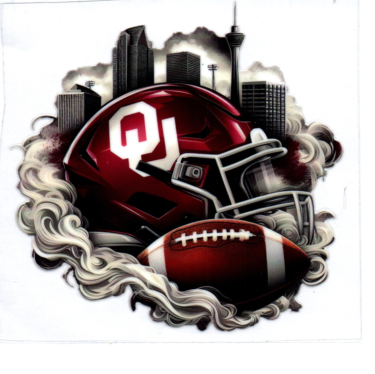 OK sooners skyscrapers Single Decal football 76