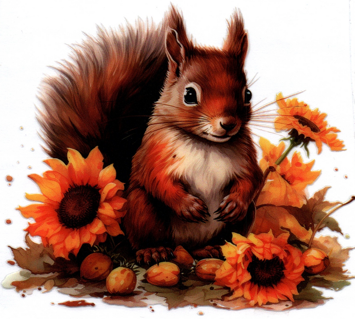 Squirrel w/sunflowers Single Decal 76
