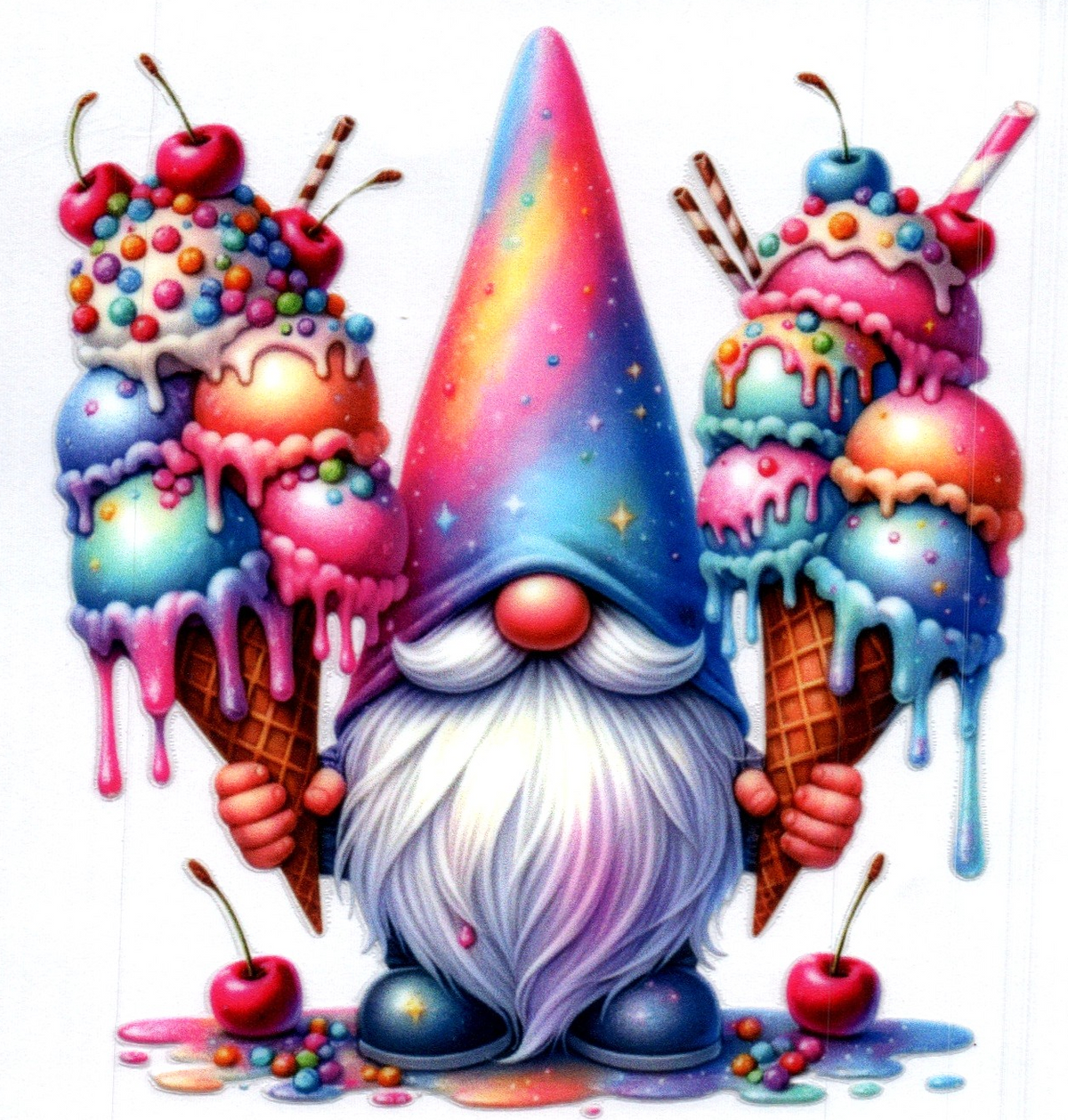 Pastel Rainbow Gnome w/ice cream Misc. Single Decal 76