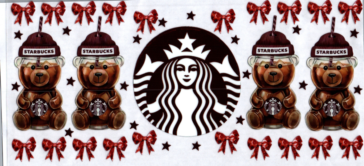 16oz star***** brown hat bear red bows 77