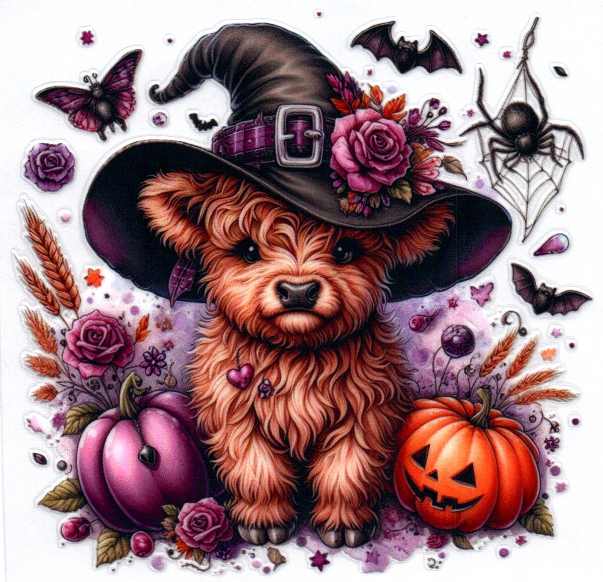 Cute cow w/witch hat Misc. Single Decal 7