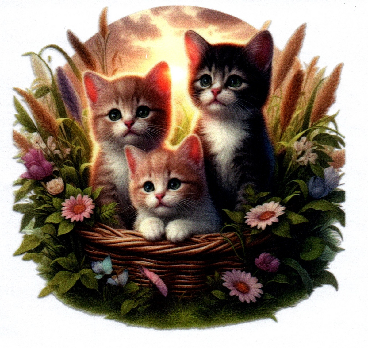Kittens in a basket Single Decal 78