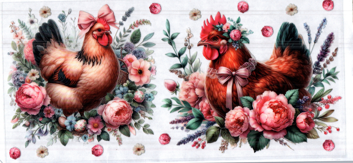 16 oz black tail hens with bows pink flowers assorted 78