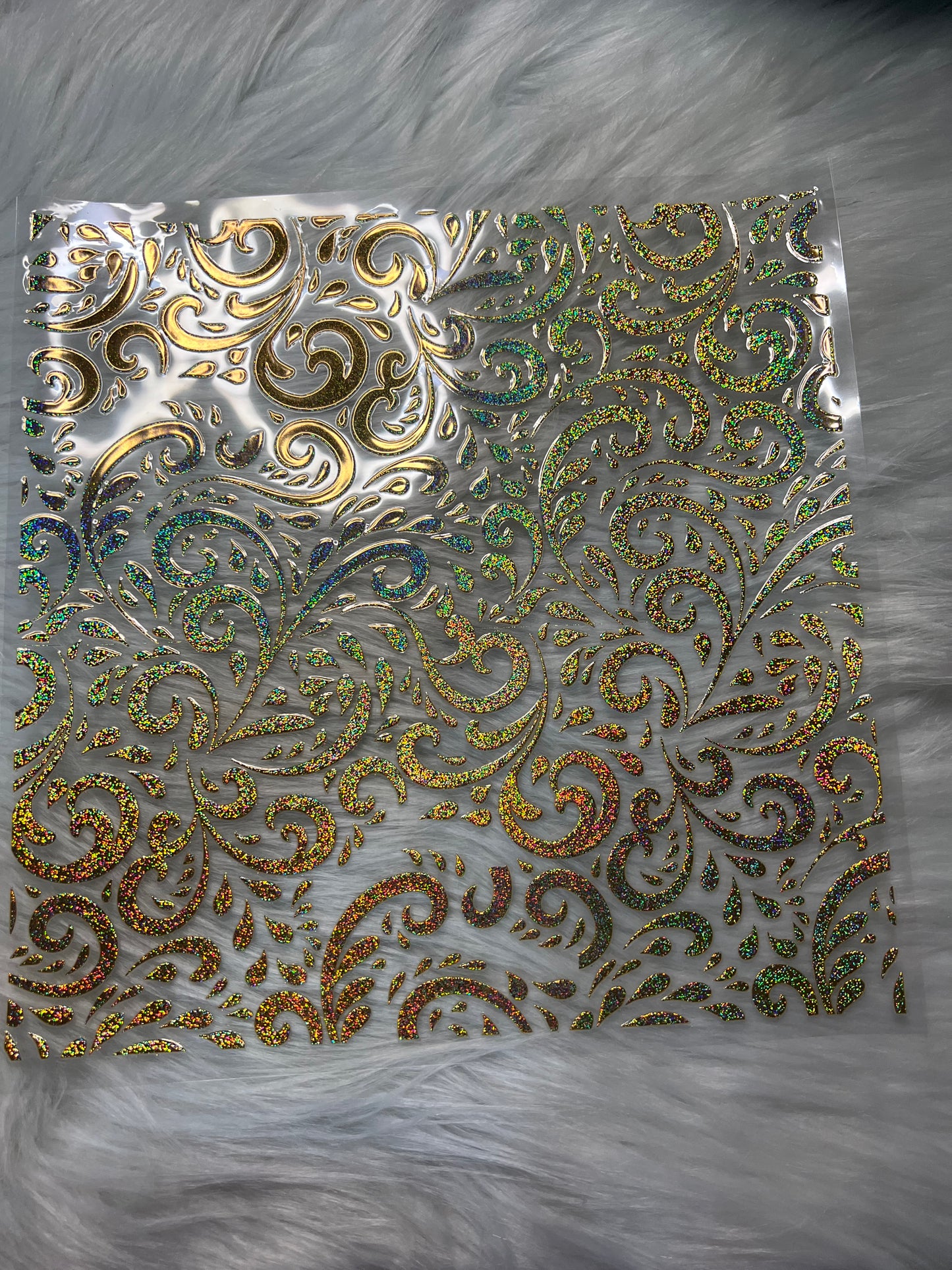 Gold Metallic Scroll Glitter Elements