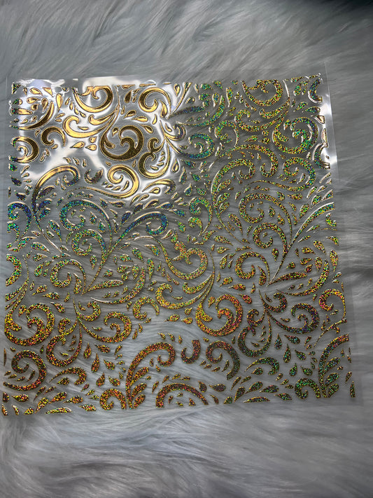 Gold Metallic Scroll Glitter Elements