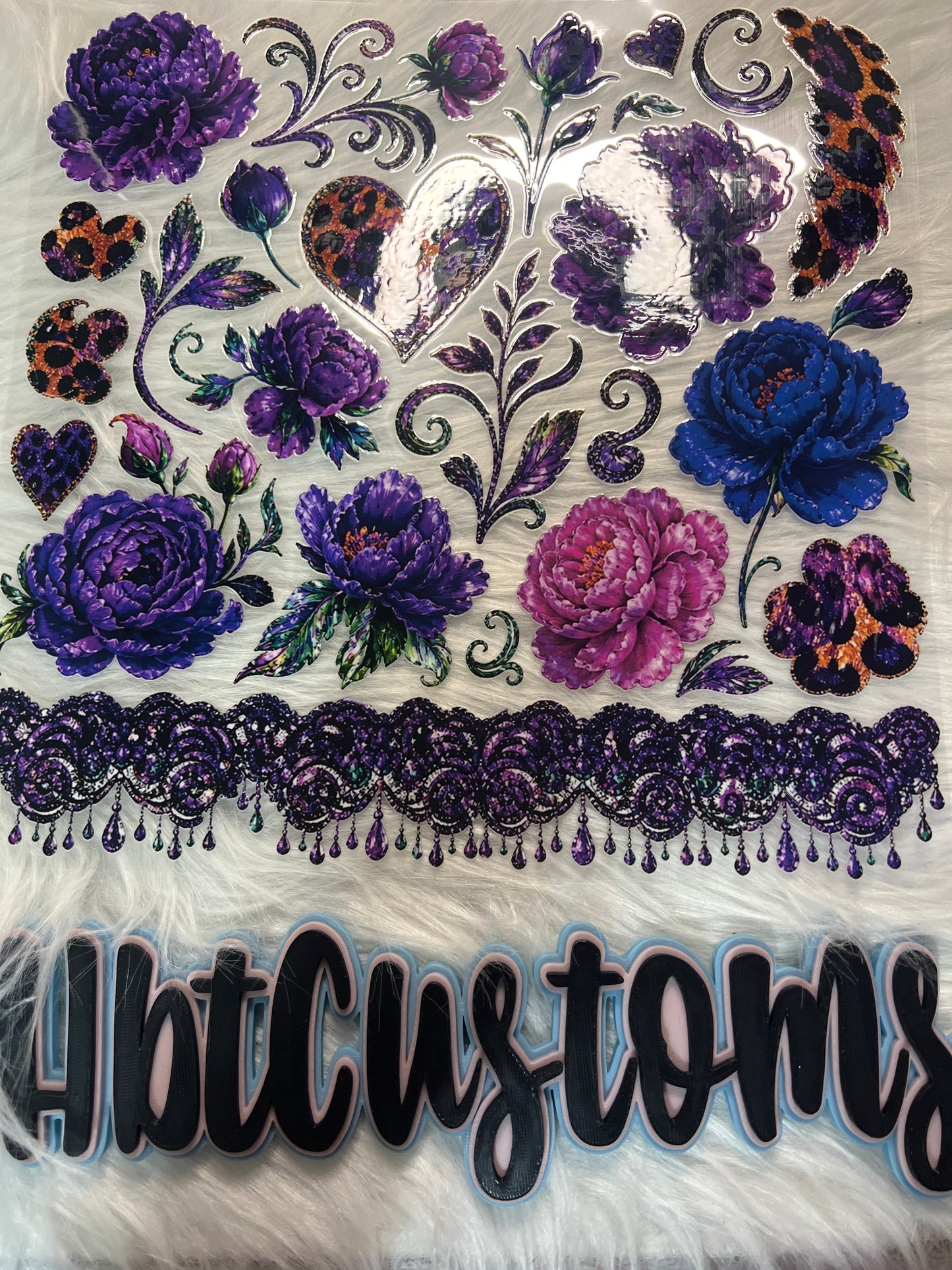 Purple Flowers w/cheetah print Element