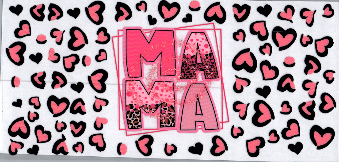 16oz Pink Leopard Mama & Hearts