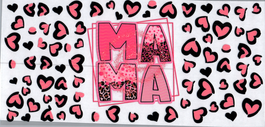 16oz Pink Leopard Mama & Hearts