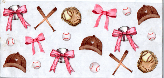 16 oz Baseballs w/pink bows, hat, gloves, bats 8