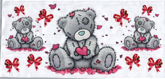 16oz Gray bear with stitches and red heart kids