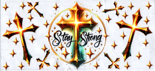 16oz Stay Strong Gold Crosses Faith 8