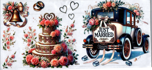 16oz Wedding Cake Just Married Old Time Car 8