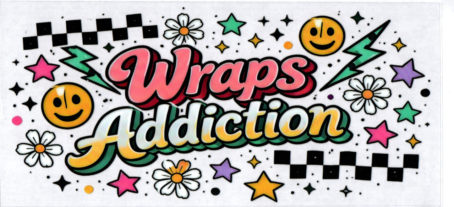 16 oz Wraps Addiction happy faces /stars 8