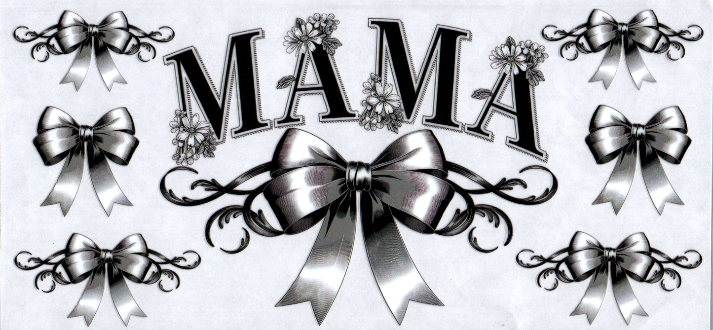16oz Mama Black & Silver w/bow