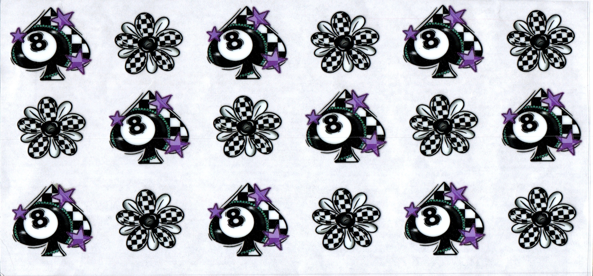 16oz checker 8 ball and flowers 81