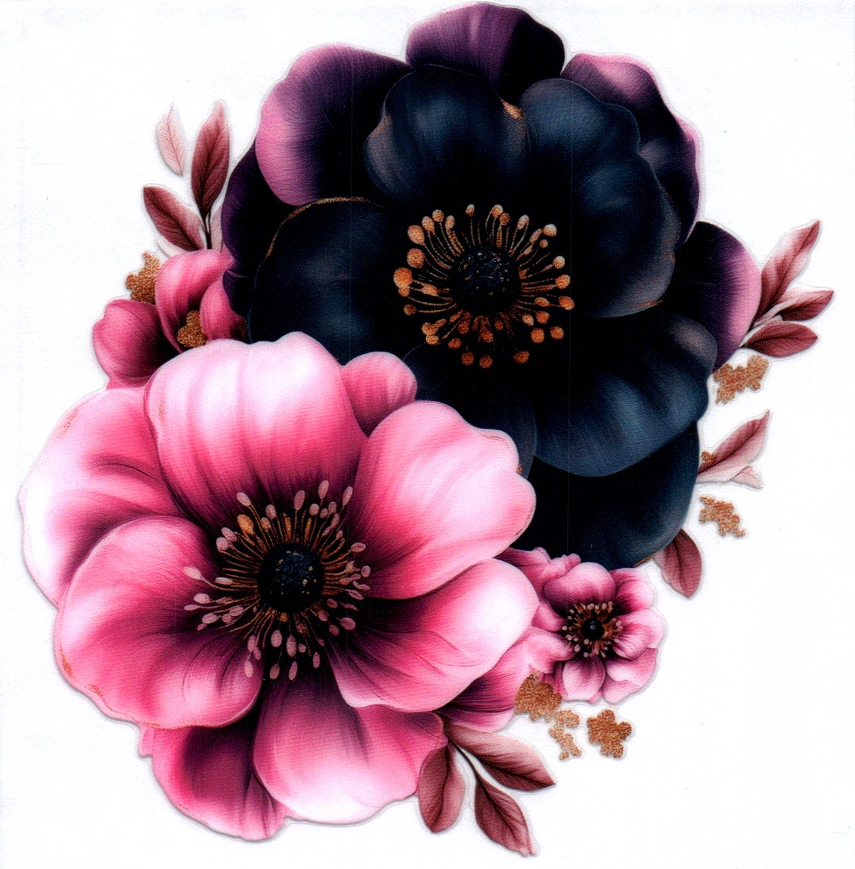 Pink and black flowers Misc. Single Decal 81