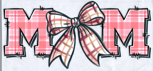 16oz Pink plaid Mom w/bow
