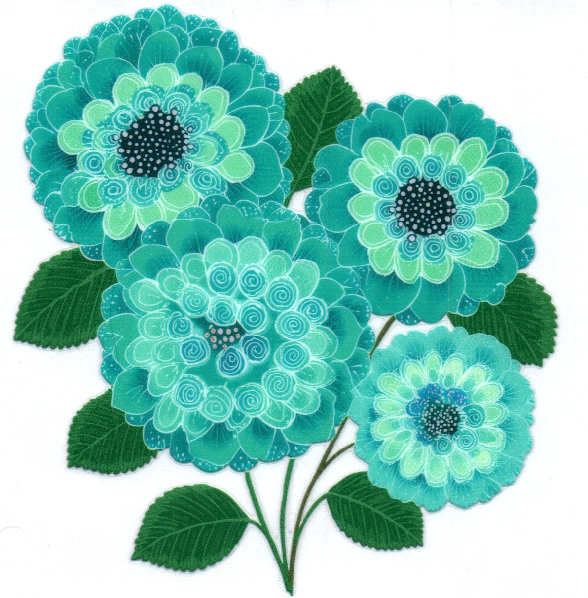 Green blue flowers Misc. Single Decal 82