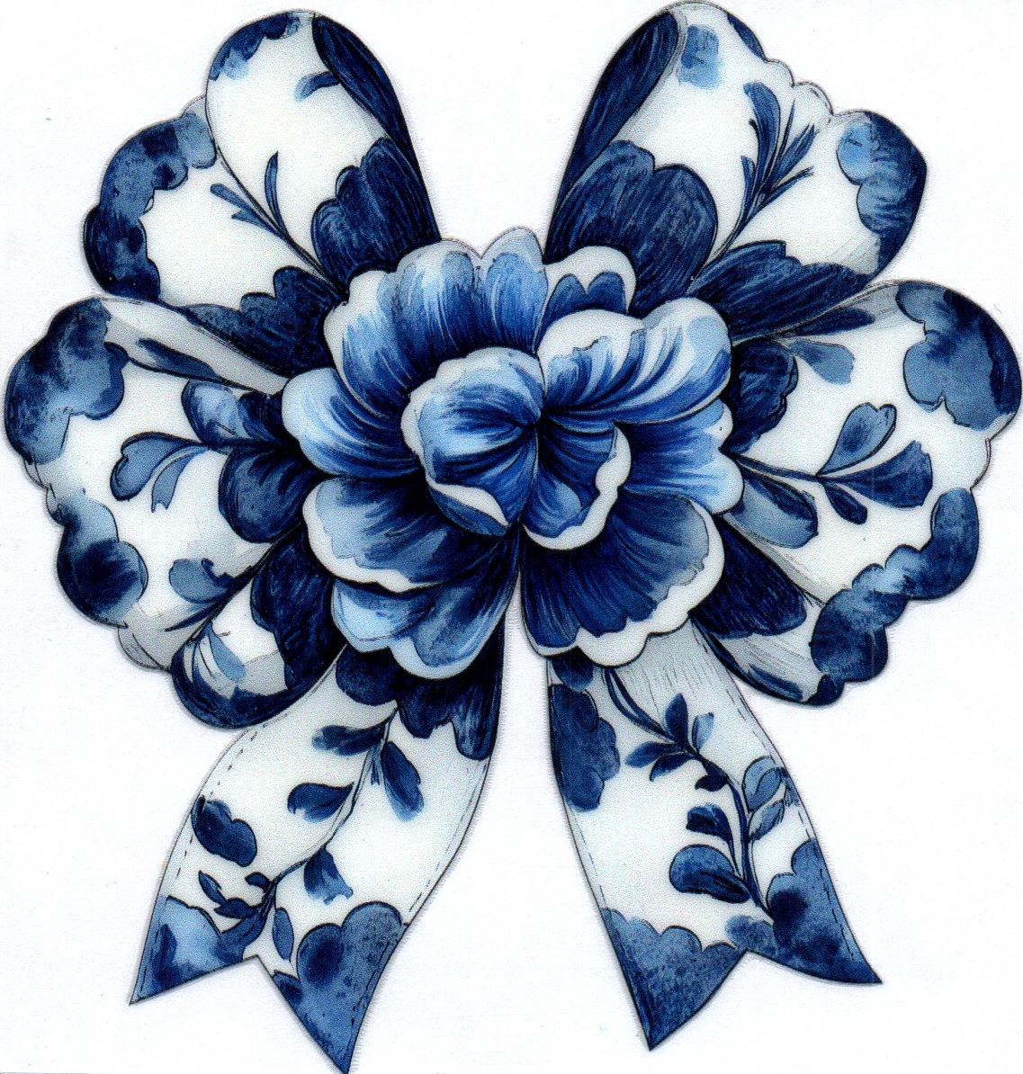 Blue Flower Bow Single Decal 8