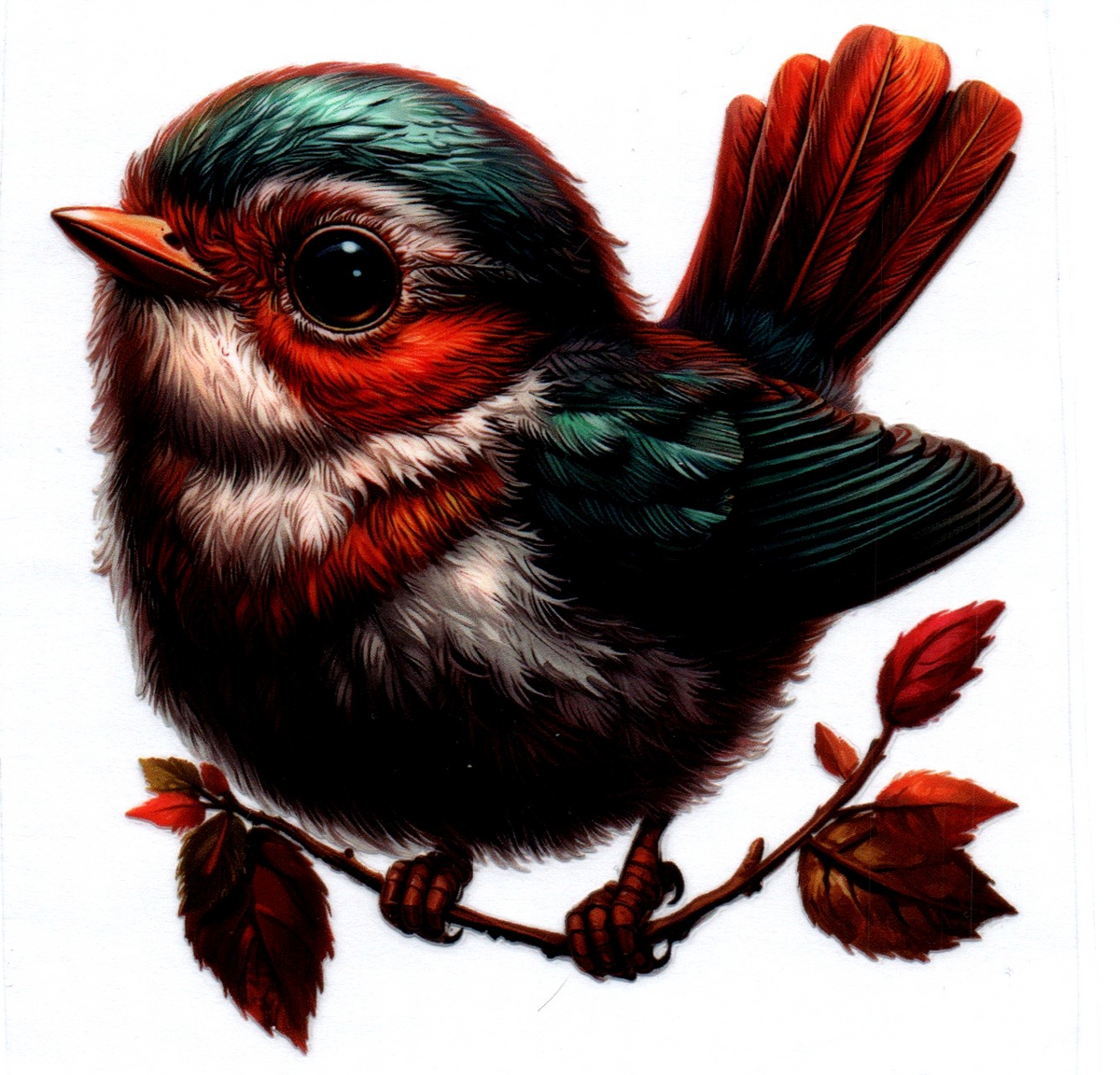 Green & Red Bird Single Decal 83
