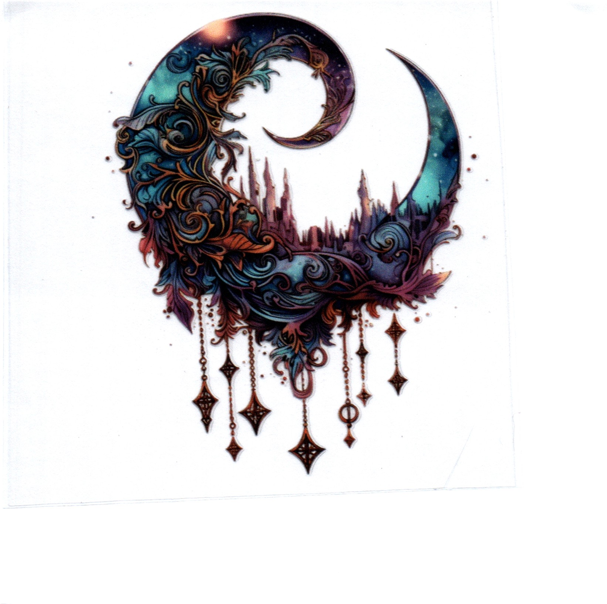 Blue Moon w/pretty flowers Single Decal 83