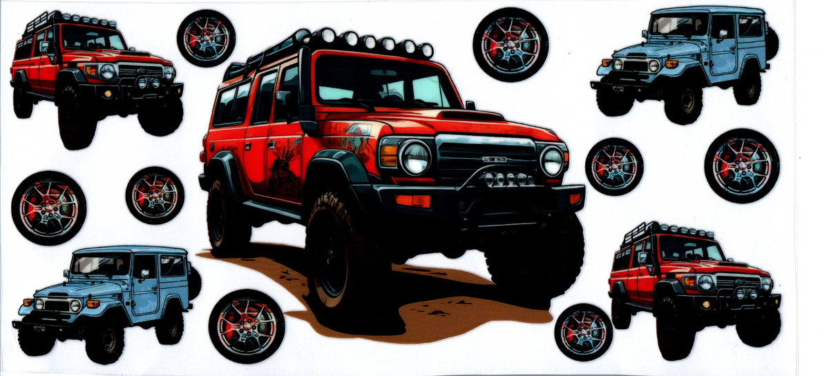 Jeep 8- red blue w/tires- 16oz wrap