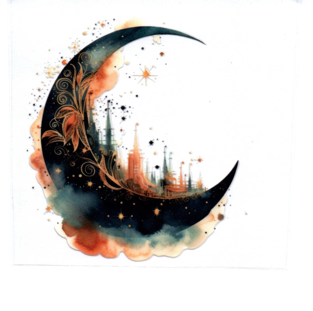 Black moon w/pretty designs Single Decal 84