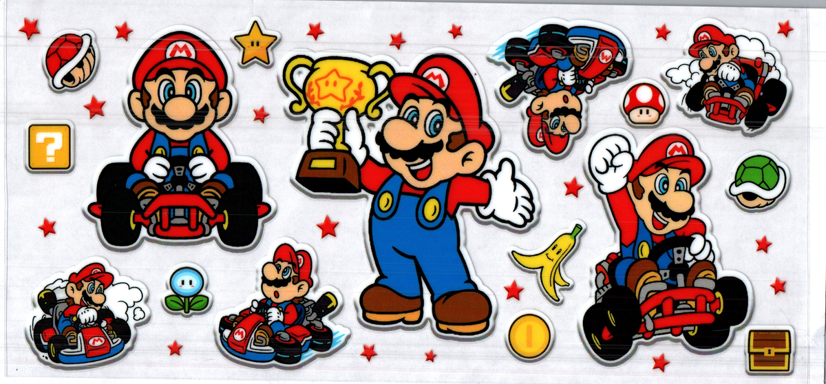 16 oz  mario's kart stickers assorted 84