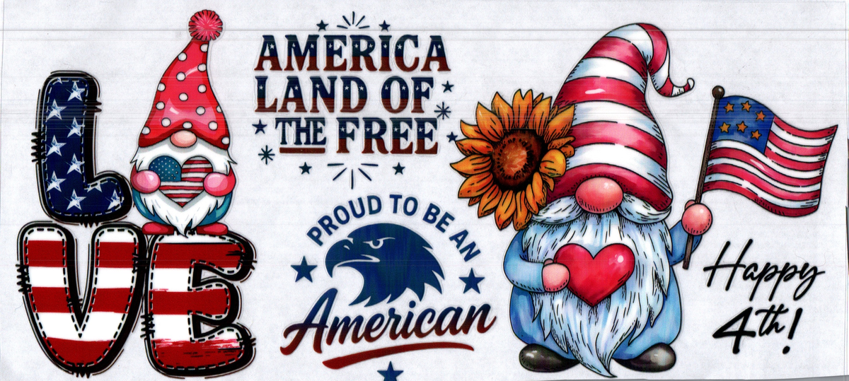 16oz Land of the Free Gnome Patriotic 6